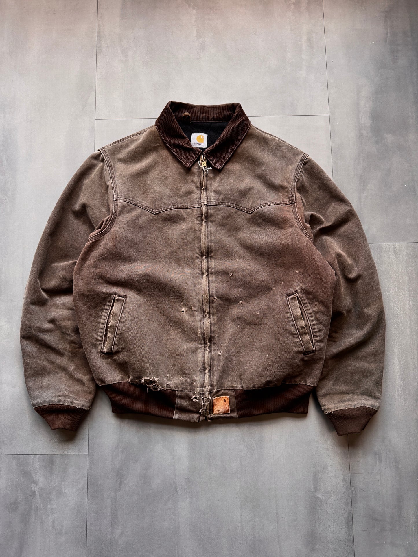 VINTAGE CARHARTT FADED BROWN SANTE FE JACKET - XLARGE