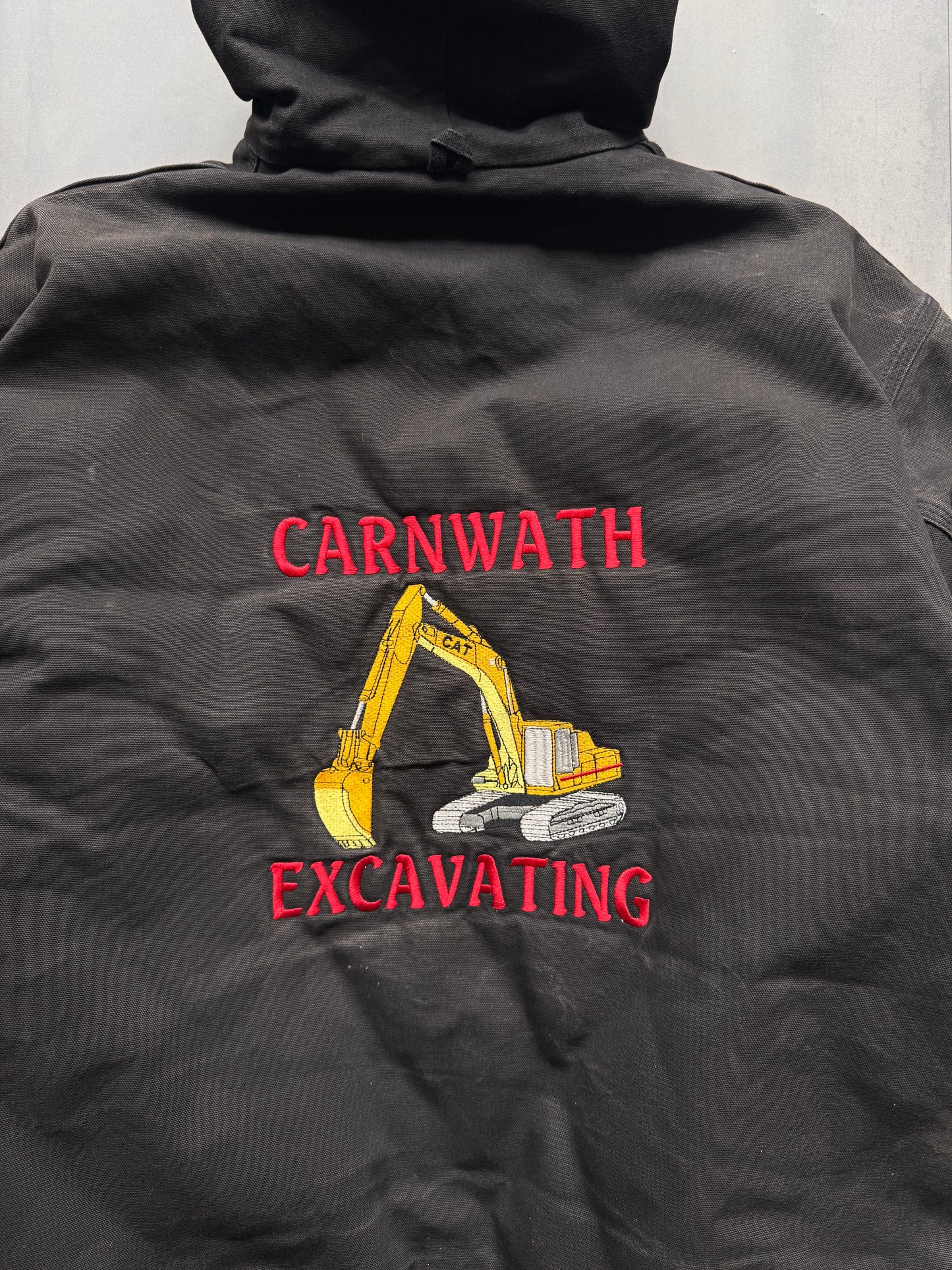 VINTAGE CARHARTT CARNWATH EXCAVATING FADED GREY ACTIVE JACKET - XL