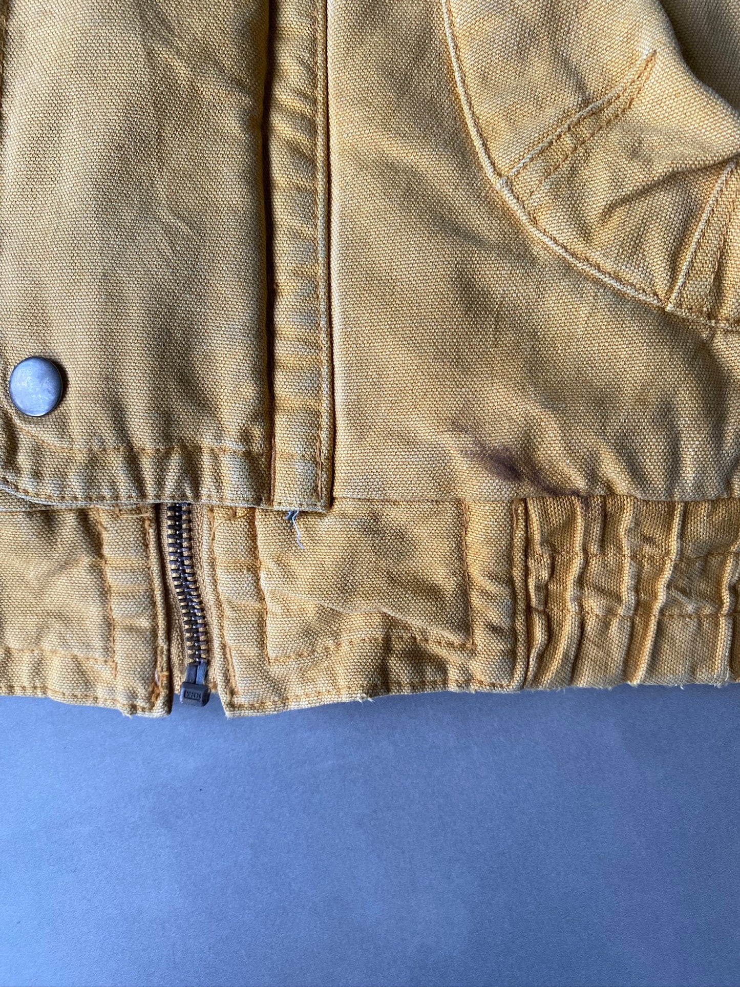 VINTAGE WOODSMAN FADED YELLOW TRUCKER JACKET - XL