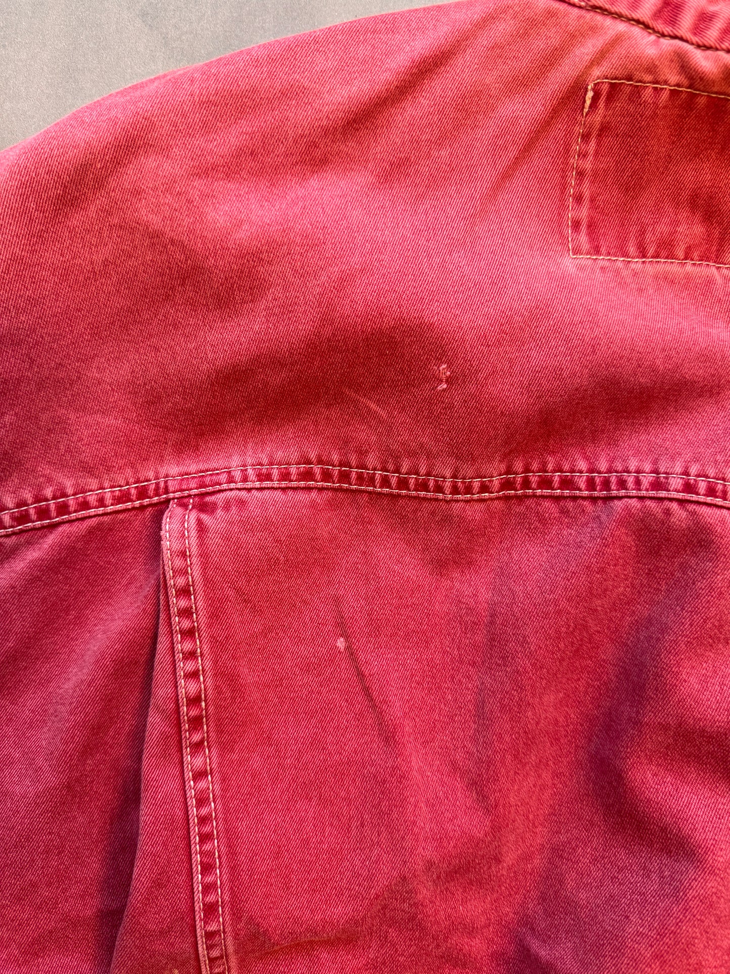 VINTAGE AVIREX FADED RED TRUCKER JACKET - M
