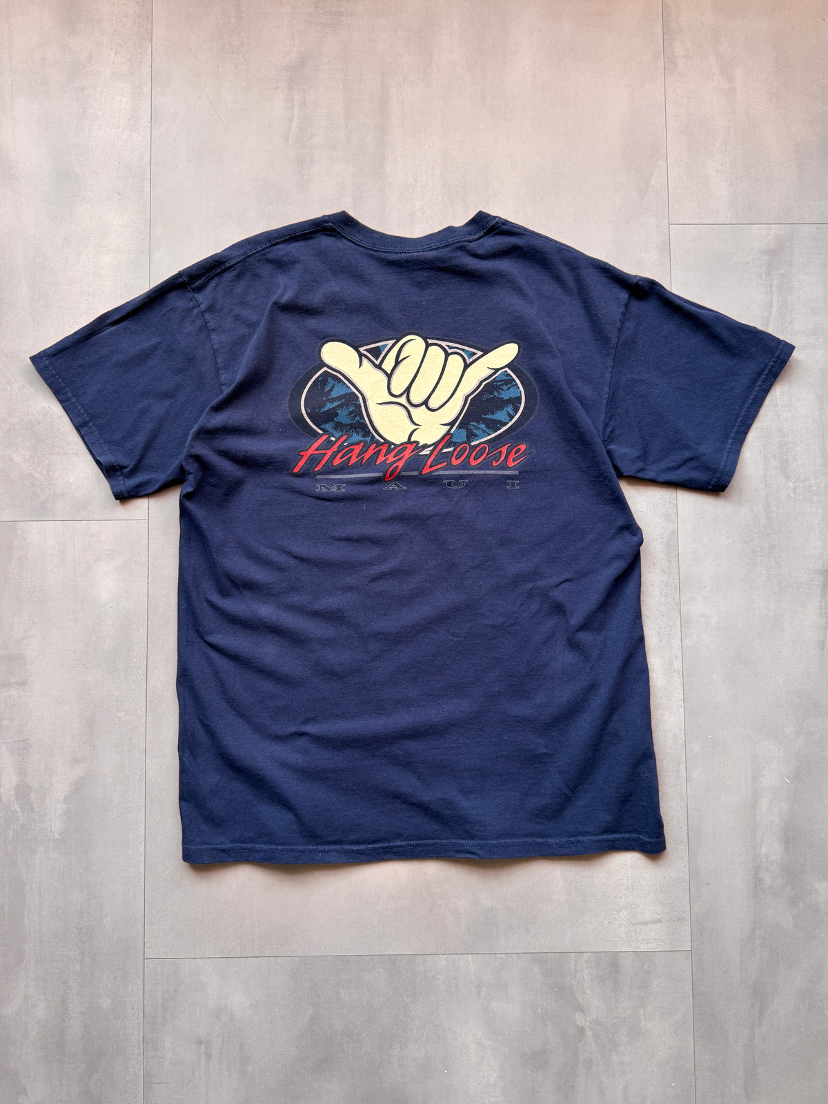 VINTAGE MAUI NAVY TEE - L