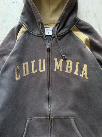 COLUMBIA BROWN/BEIGE ZIP UP HOODIE - XLARGE