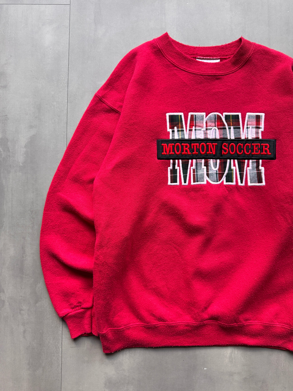 VINTAGE LEE HEAVYWEIGHT MORTON SOCCER RED SWEATER - M