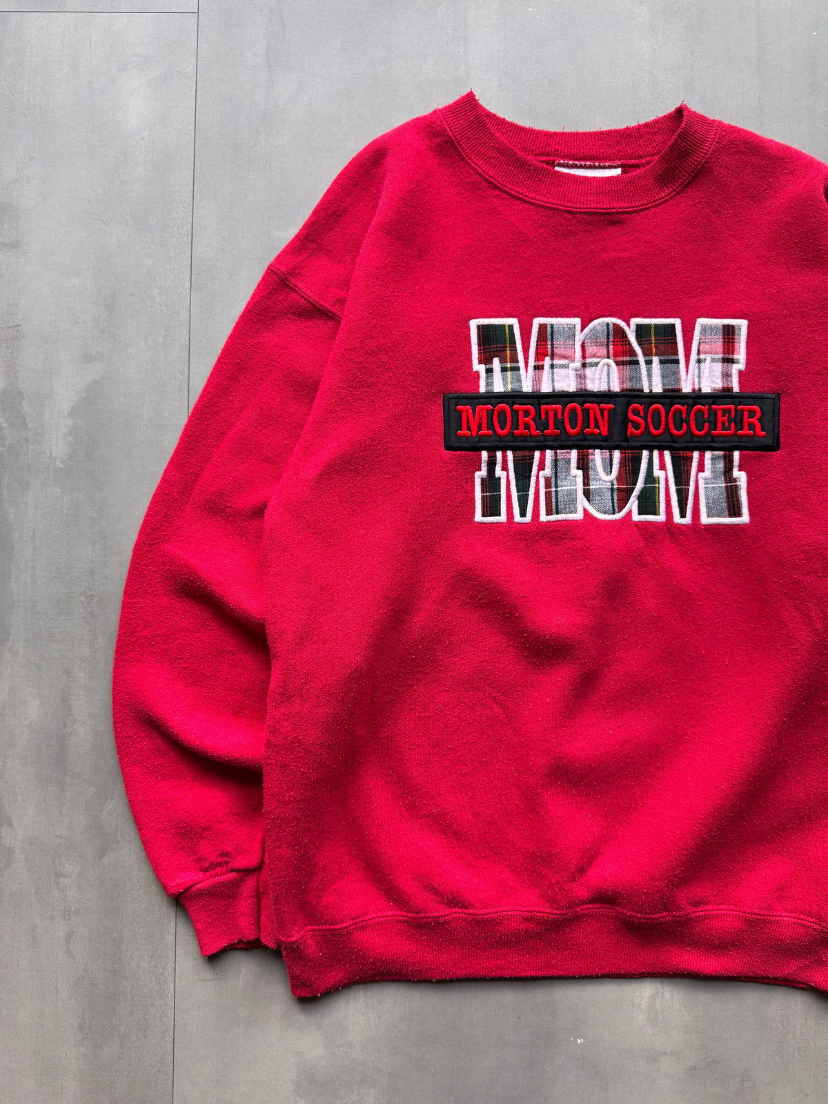 VINTAGE LEE HEAVYWEIGHT MORTON SOCCER RED SWEATER - M