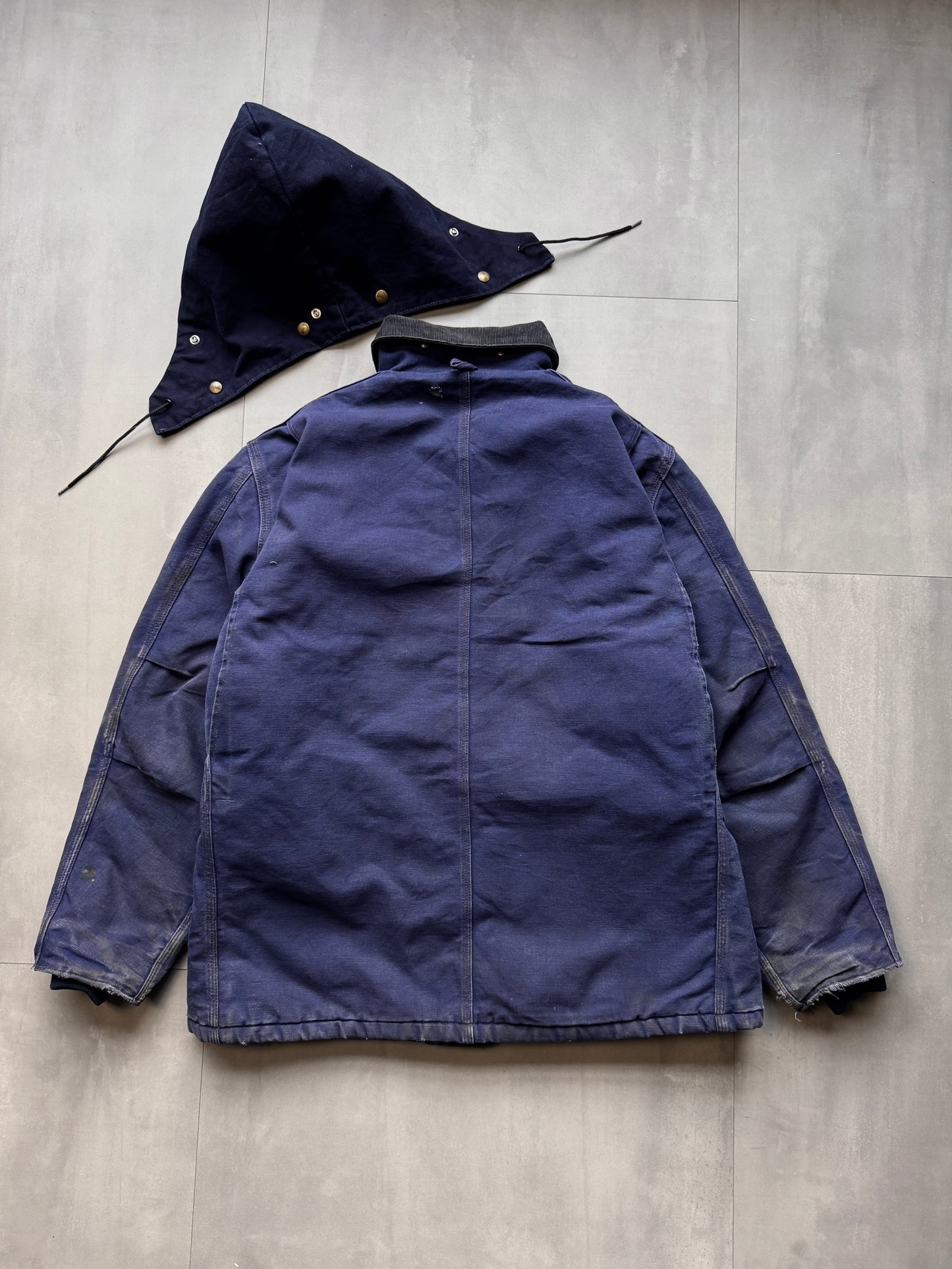 VINTAGE CARHARTT NAVY ARCTIC WORK JACKET WITH HOOD - XLARGE