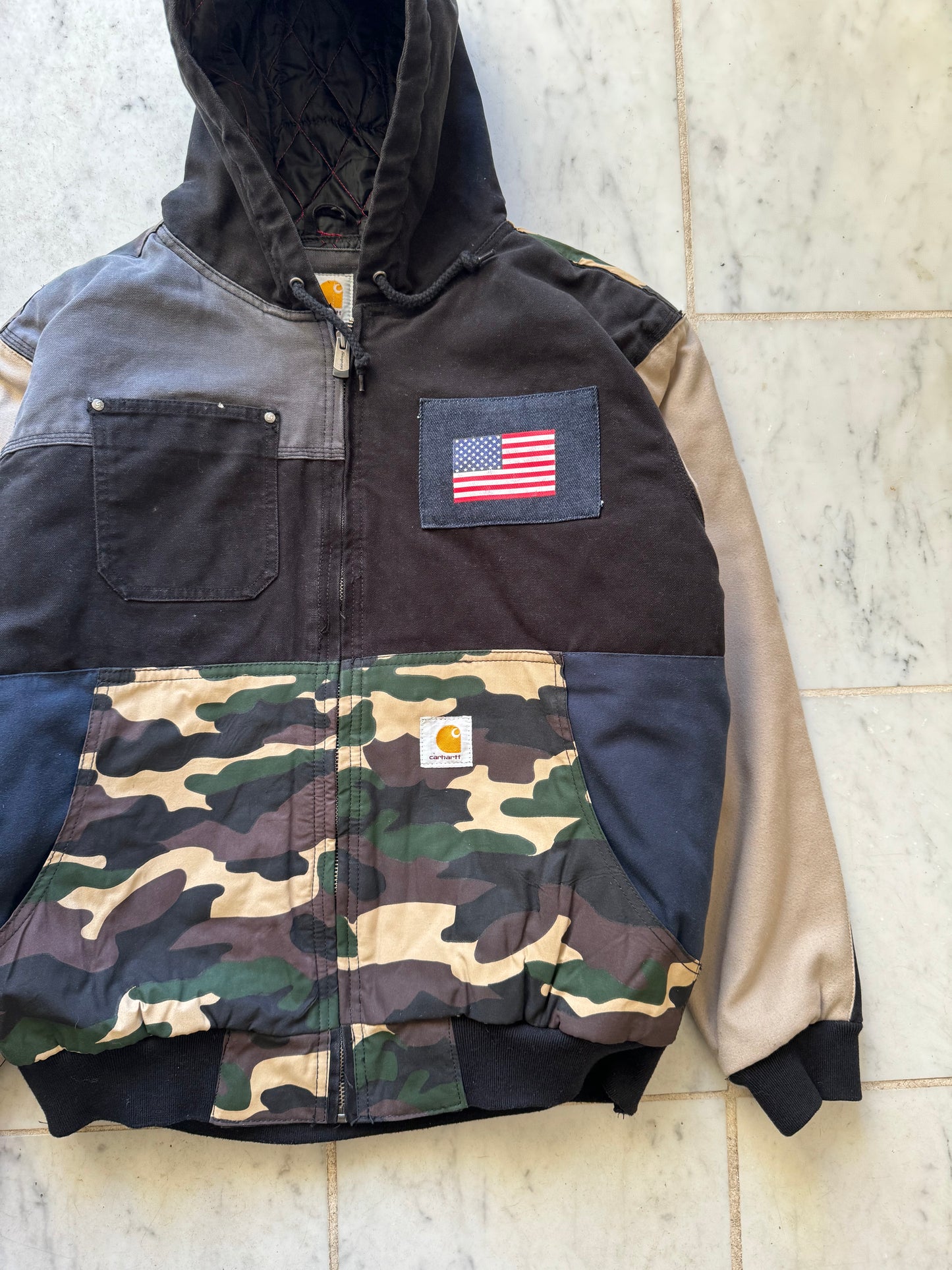 CARHARTT REWORKED CAMO PATTERN ACTIVE JACKET - LARGE/XLARGE