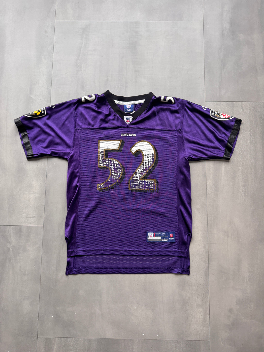VINTAGE REEBOK NFL BALTIMORE RAVENS 'RAY LEWIS' JERSEY - XS