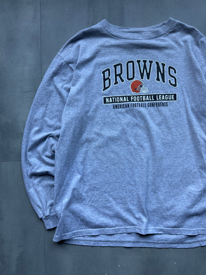 VINTAGE NFL CLEVELAND BROWNS GREY LONGSLEEVE - XL