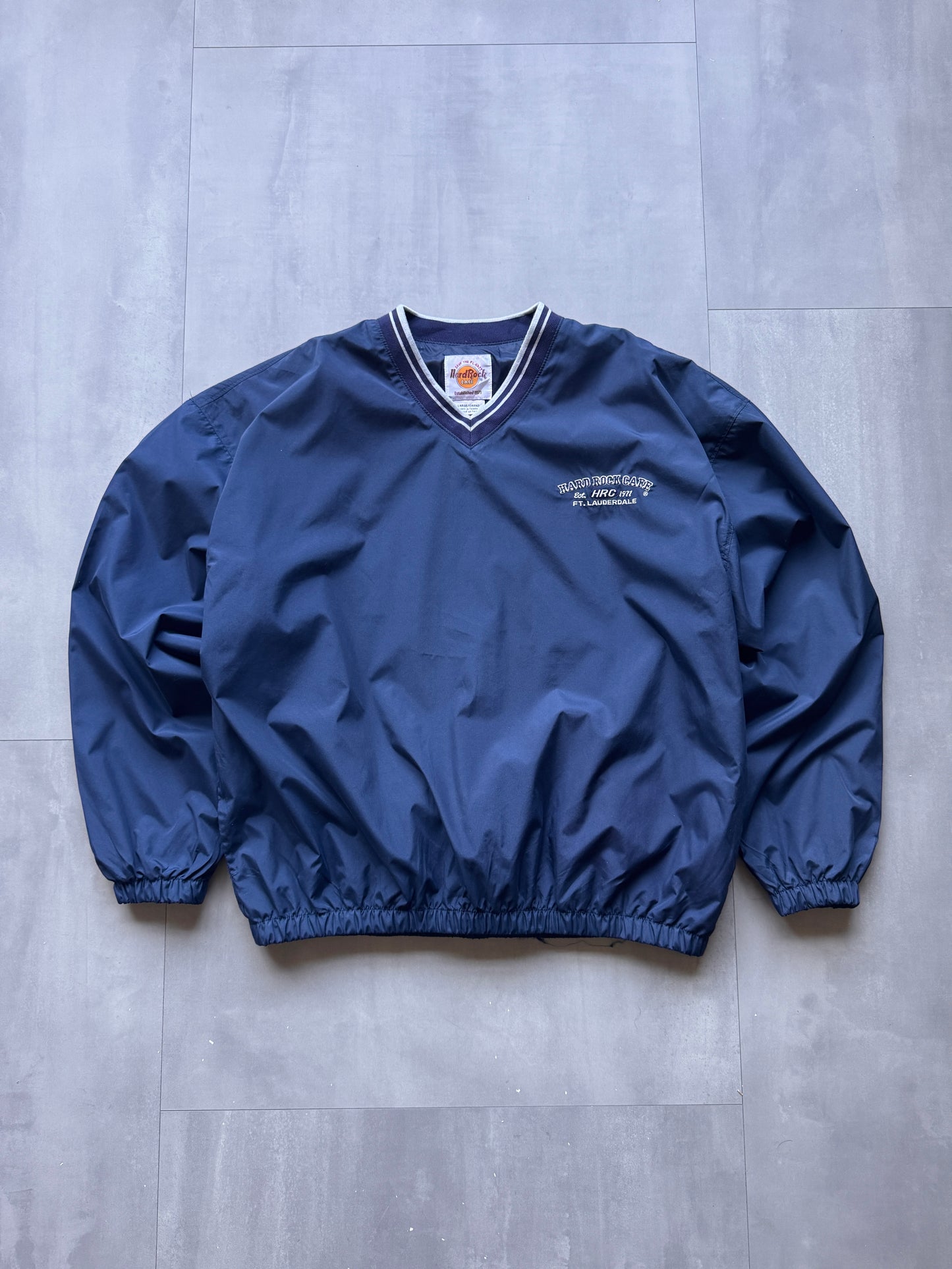 VINTAGE HARD ROCK CAFE FORT LAUDERDALE NAVY WINDBREAKER - XL