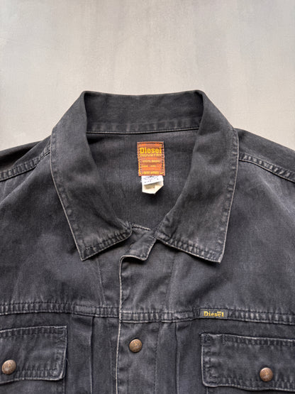 VINTAGE DIESEL BLACK DENIM JACKET - L