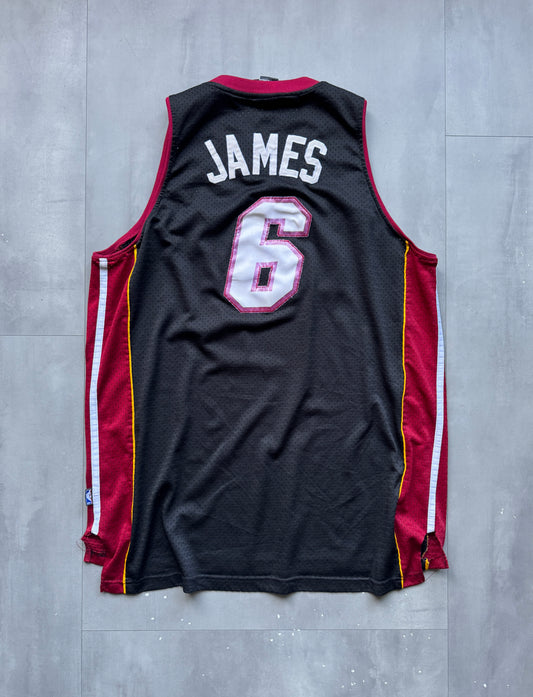VINTAGE ADIDAS NBA MIAMI HEAT LEBRON JAMES BLACK JERSEY - XXL