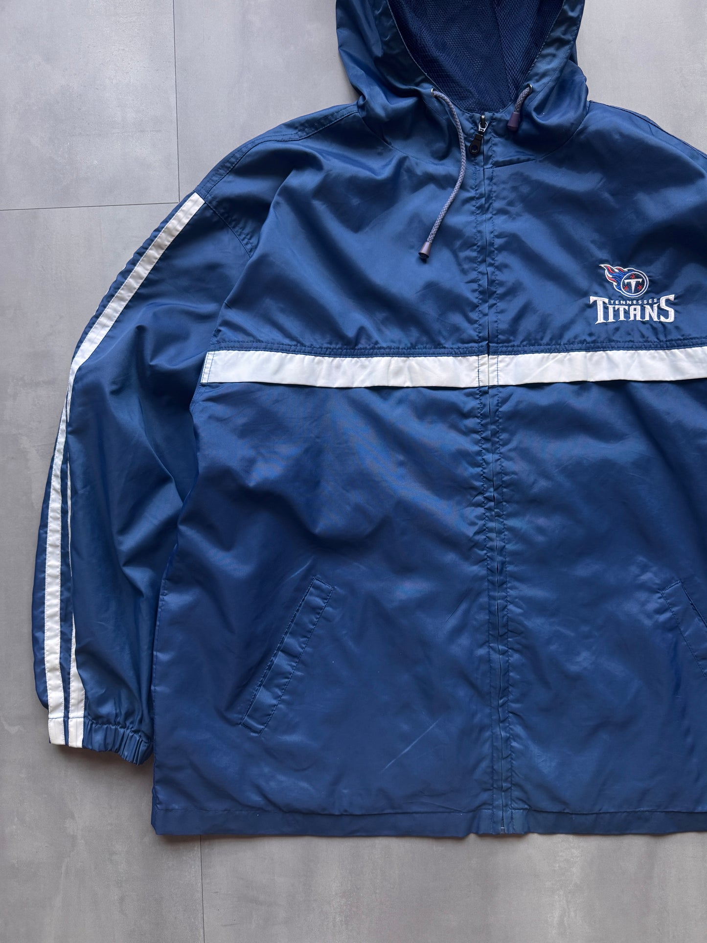 VINTAGE NFL TENNESSEE TITANS NAVY WINDBREAKER JACKET - XL