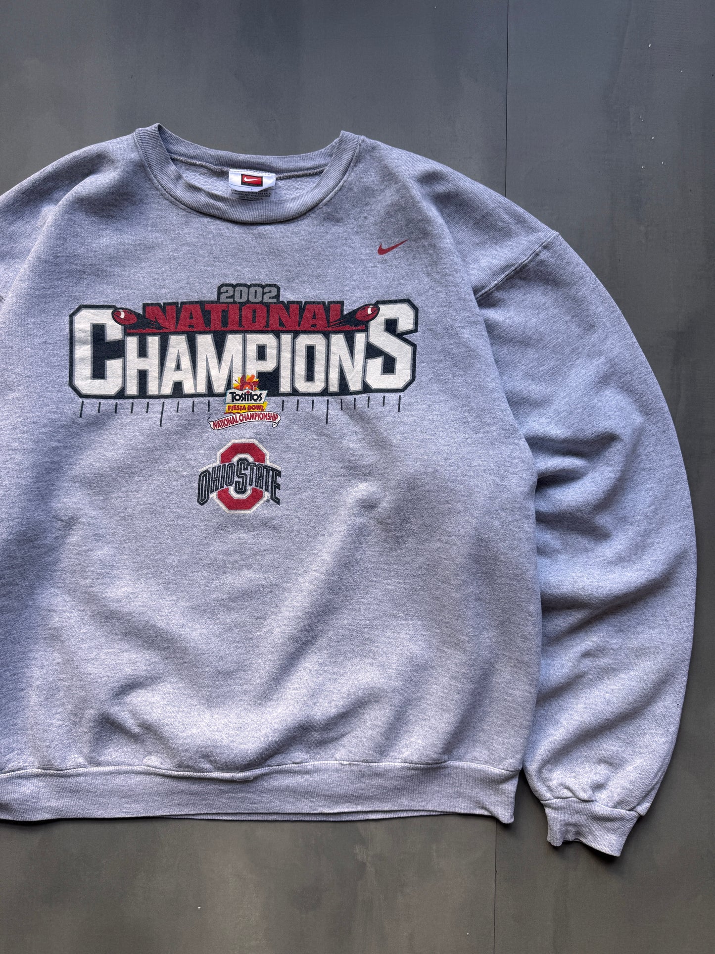 VINTAGE NIKE OHIO STATE 2002 CHAMPIONS GREY SWEATER - L