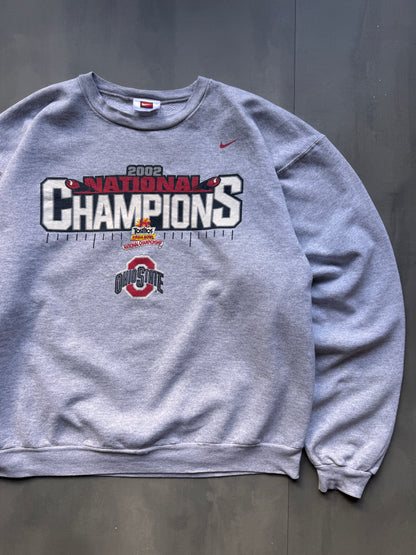 VINTAGE NIKE OHIO STATE 2002 CHAMPIONS GREY SWEATER - L