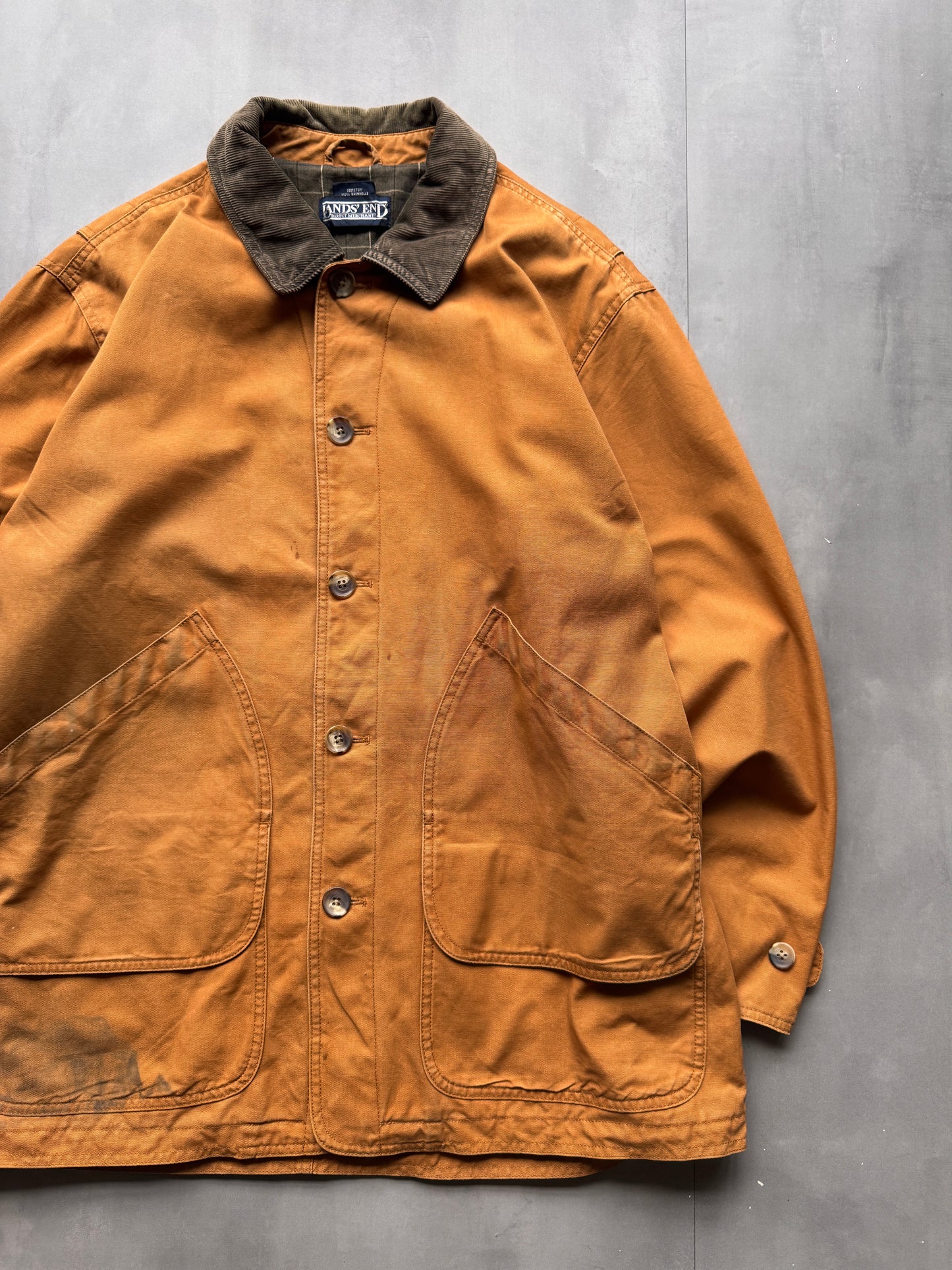 VINTAGE LANDS END TAN JACKET - L