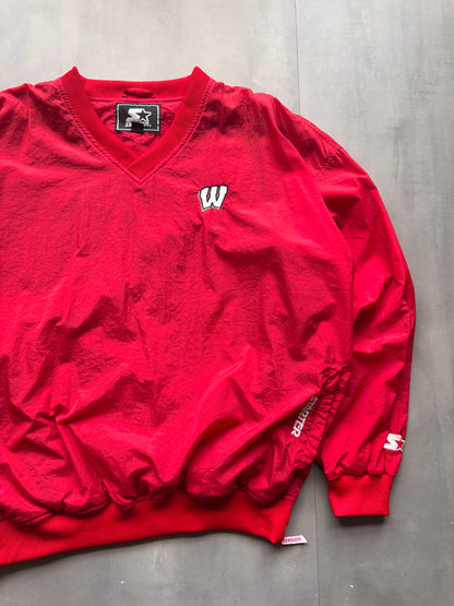 VINTAGE STARTER WISCONSIN BADGERS RED WINDBREAKER - XXL
