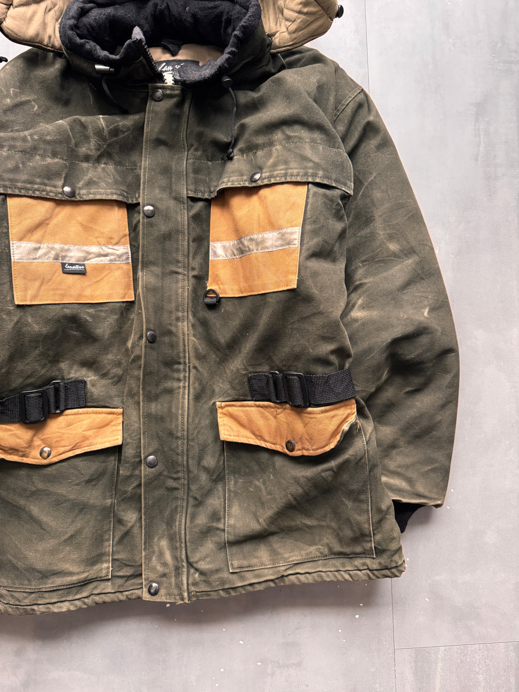 VINTAGE LAMARTINE FADED DARK GREEN HEAVY WORK JACKET - L