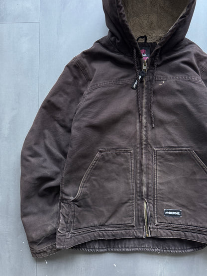 VINTAGE BERNE DARK BROWN SHERPA LINED ACTIVE JACKET - S