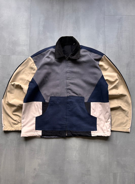 VINTAGE REWORKED COLORBLOCK TRUCKER JACKET - XL