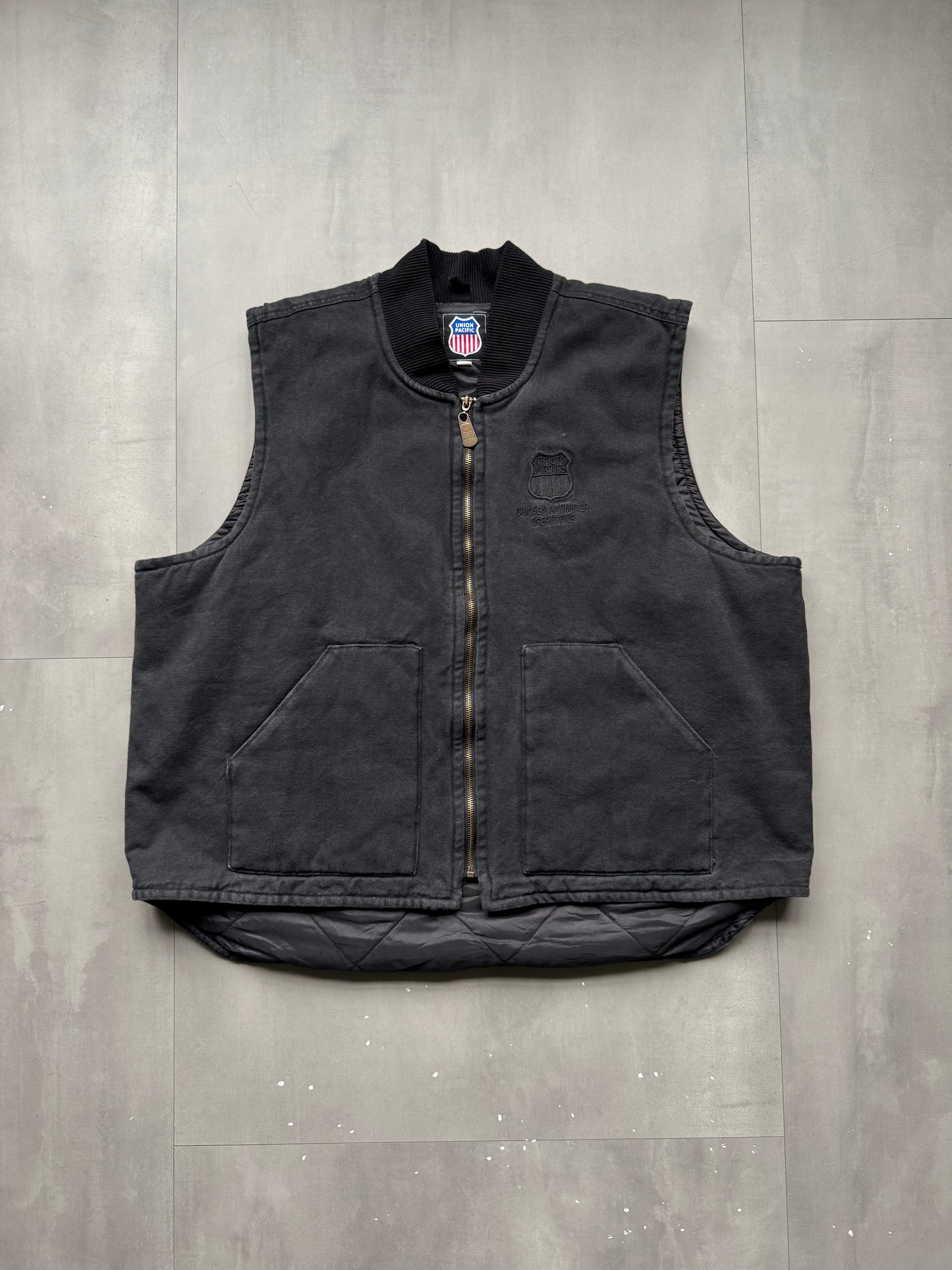 VINTAGE UNION PACIFIC BLACK GILET - XXL