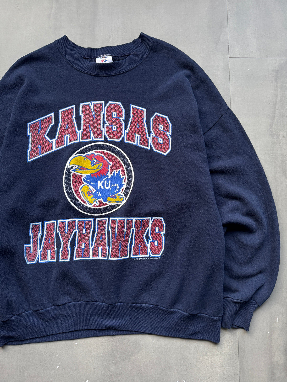 VINTAGE KANSAS JAYHAWKS NAVY SWEATER - L