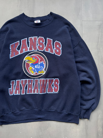 VINTAGE KANSAS JAYHAWKS NAVY SWEATER - L