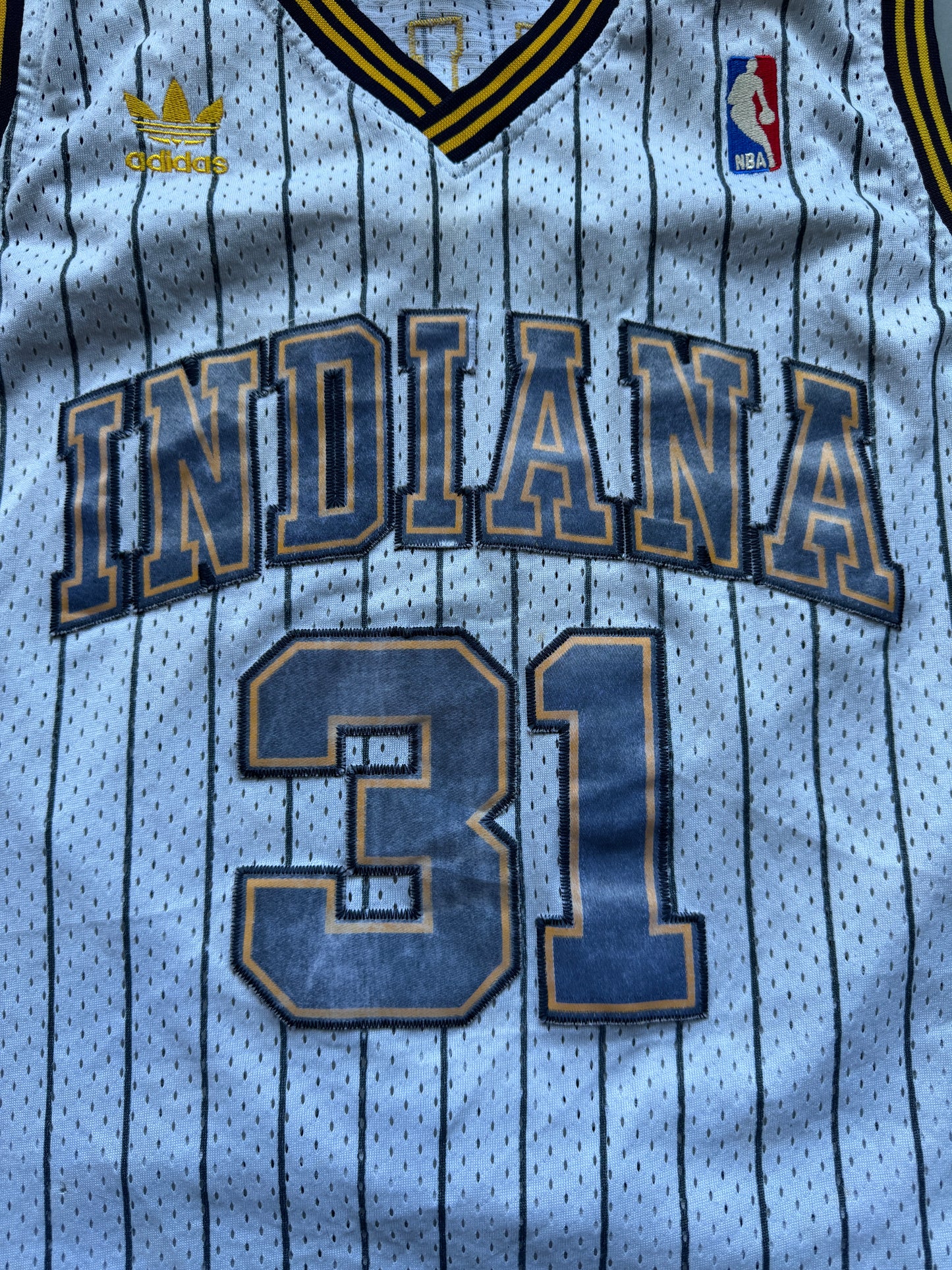 VINTAGE ADIDAS INDIANA PACERS 90s WHITE REGGIE MILLER JERSEY - L