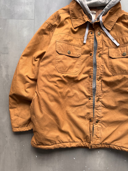 VINTAGE OPEN TRAILS TAN HOODED WORK JACKET - L