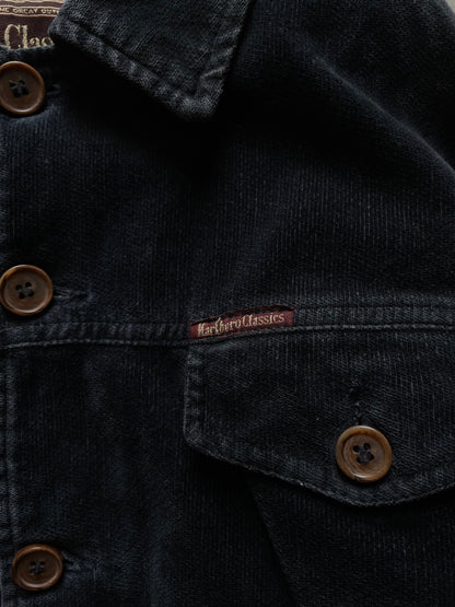 MARLBORO CLASSICS VELVET NAVY TRUCKER JACKET - MEDIUM