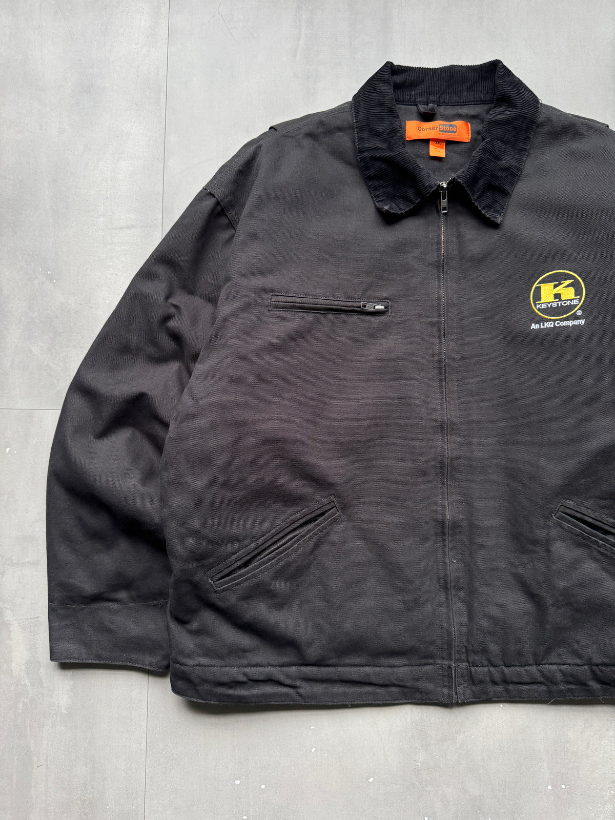VINTAGE CORNERSTONE 'KEYSTONE' BLACK DETROIT JACKET - XXL