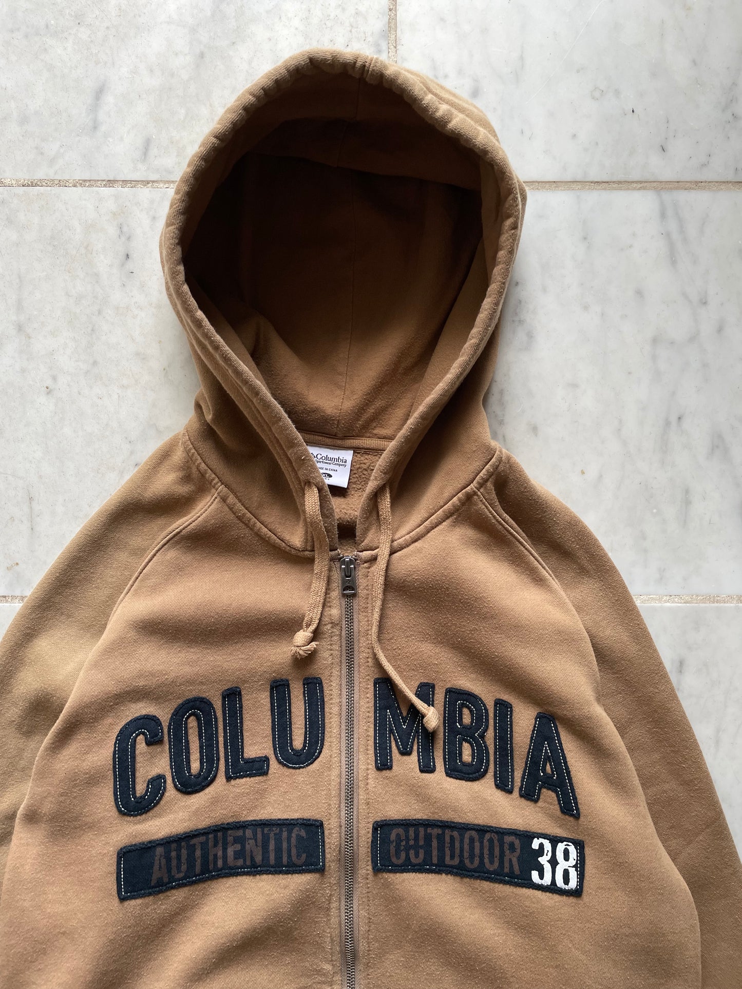 COLUMBIA SPORTSWEAR BROWN ZIP UP HOODIE - XLARGE