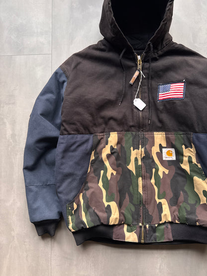 VINTAGE CARHARTT REWORKED CAMO PATTERN ACTIVE JACKET - M