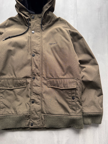 VINTAGE CARHARTT GREEN/OLIVE LINED JACKET - XL