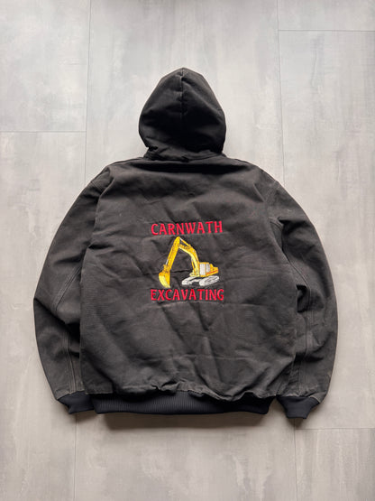 VINTAGE CARHARTT CARNWATH EXCAVATING FADED GREY ACTIVE JACKET - XL