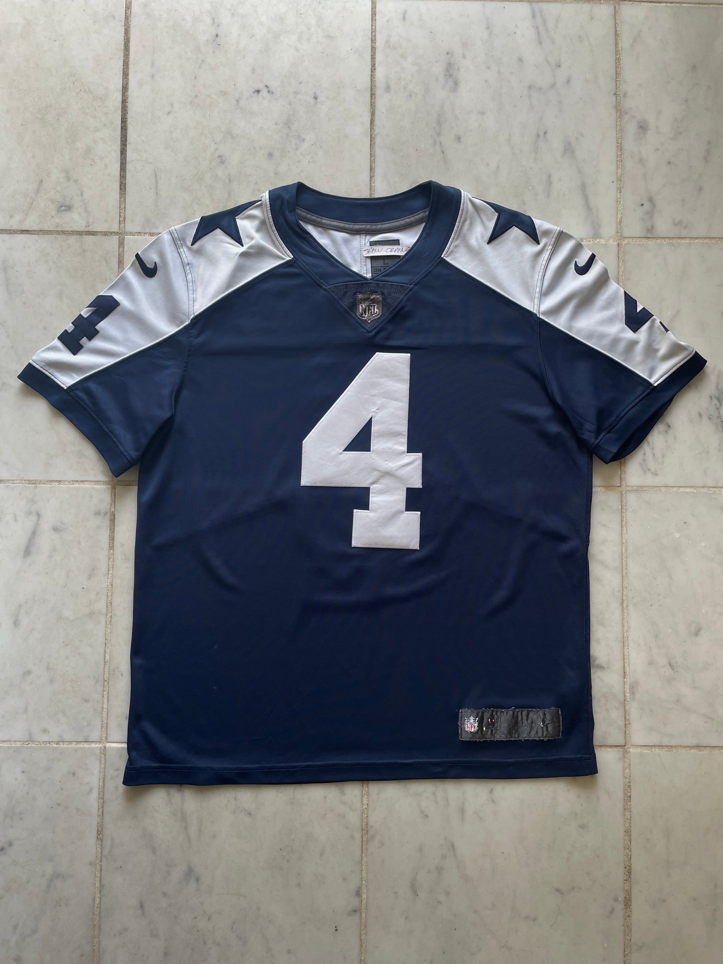 NFL/NIKE DALLAS COWBOYS 'DAK PRESCOTT' 4 JERSEY - MEDIUM/LARGE