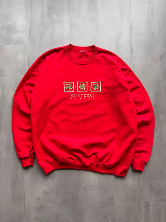 VINTAGE MONTREAL CANADA RED SWEATER - L