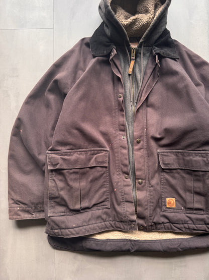 VINTAGE BERNE SHERPA LINED BROWN JACKET - XL