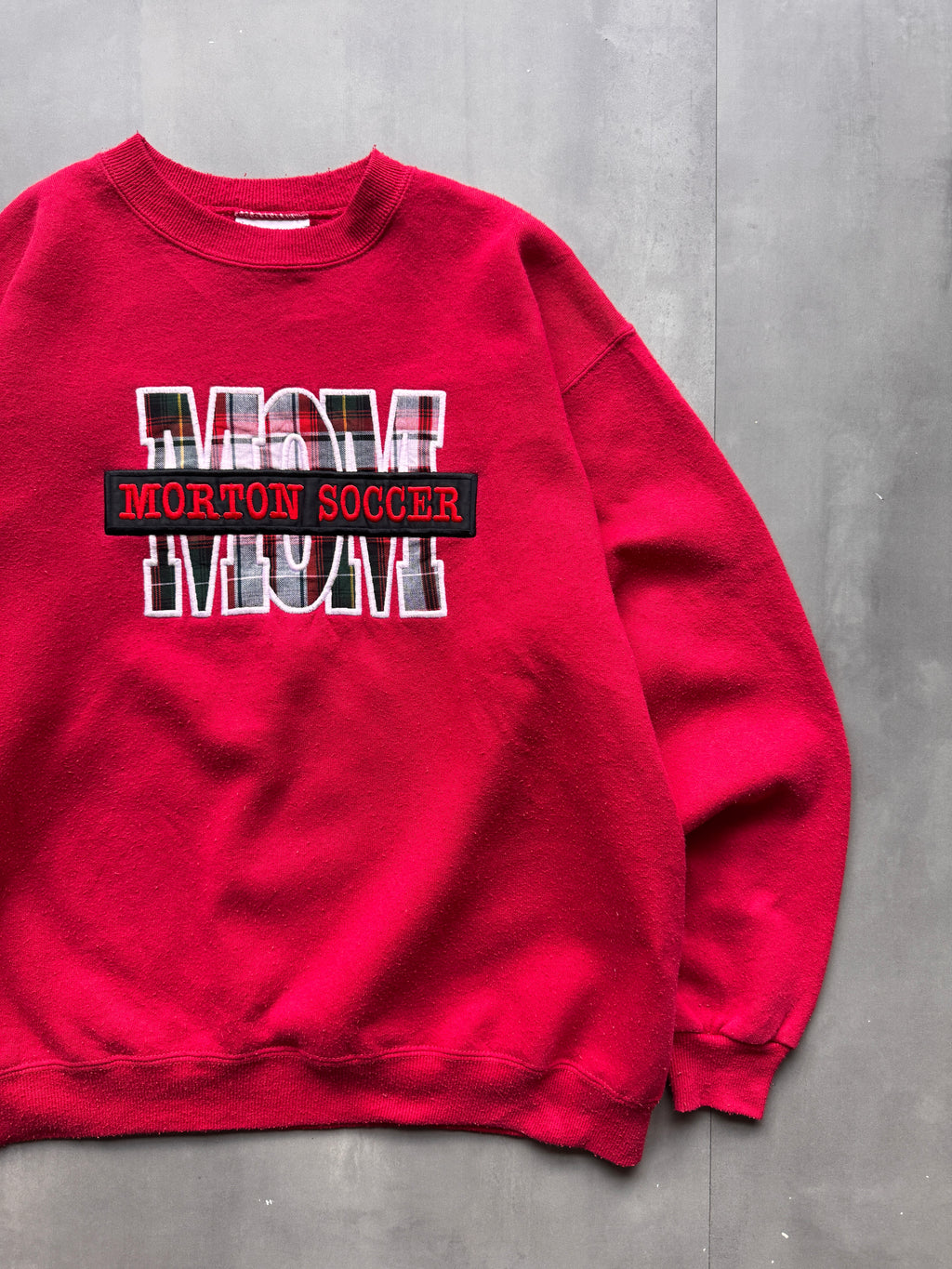 VINTAGE LEE HEAVYWEIGHT MORTON SOCCER RED SWEATER - M