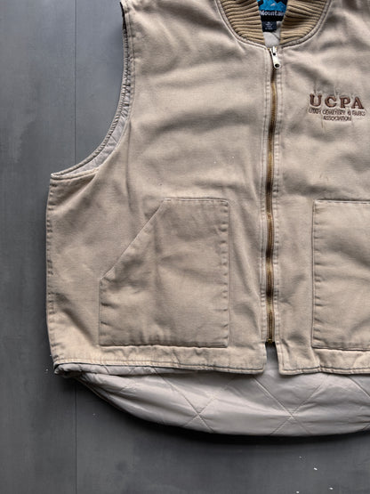 VINTAGE TRI-MOUNTAIN BEIGE WORK GILET - XL