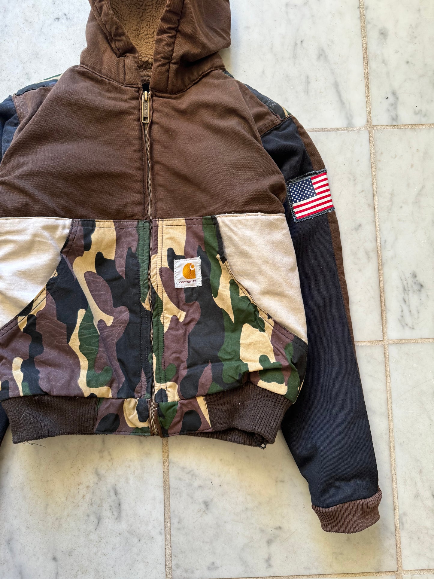 CARHARTT REWORKED CAMO PATTERN ACTIVE JACKET - XXSMALL