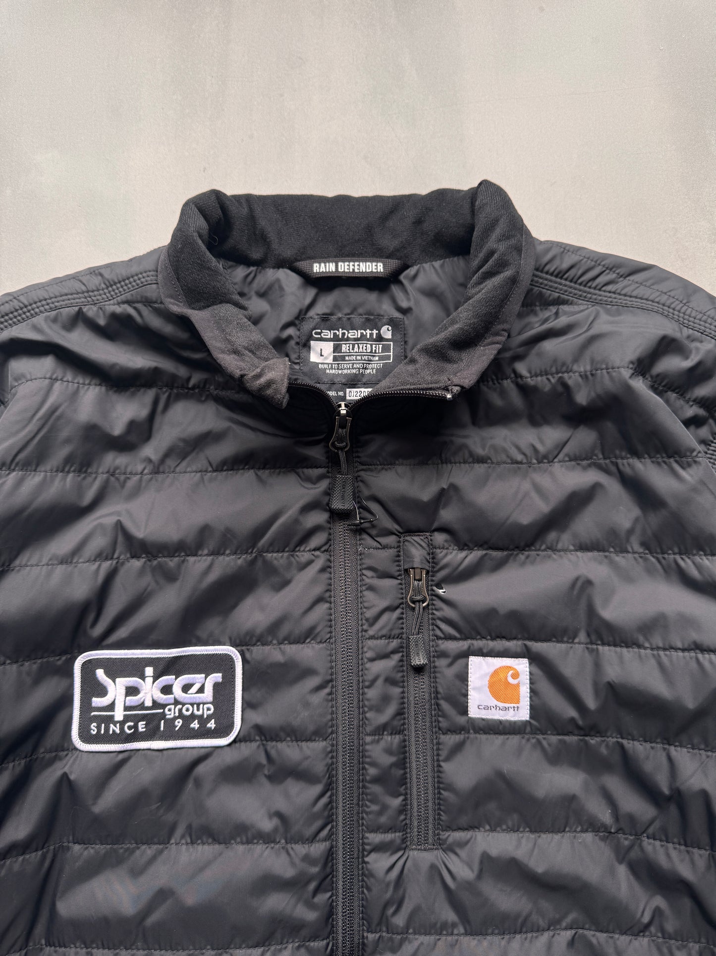 VINTAGE CARHARTT BLACK DOWN PUFFER JACKET - L