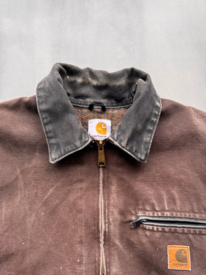 VINTAGE CARHARTT BROWN DETROIT JACKET - L