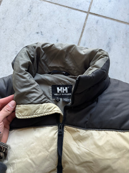 HELLY HANSEN BEIGE/GREY PUFFER JACKET - MEDIUM