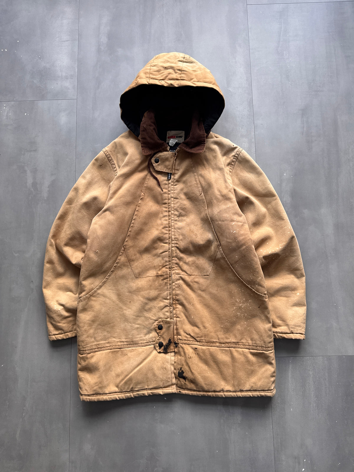 VINTAGE WORK KING TAN HOODED WORK JACKET - M