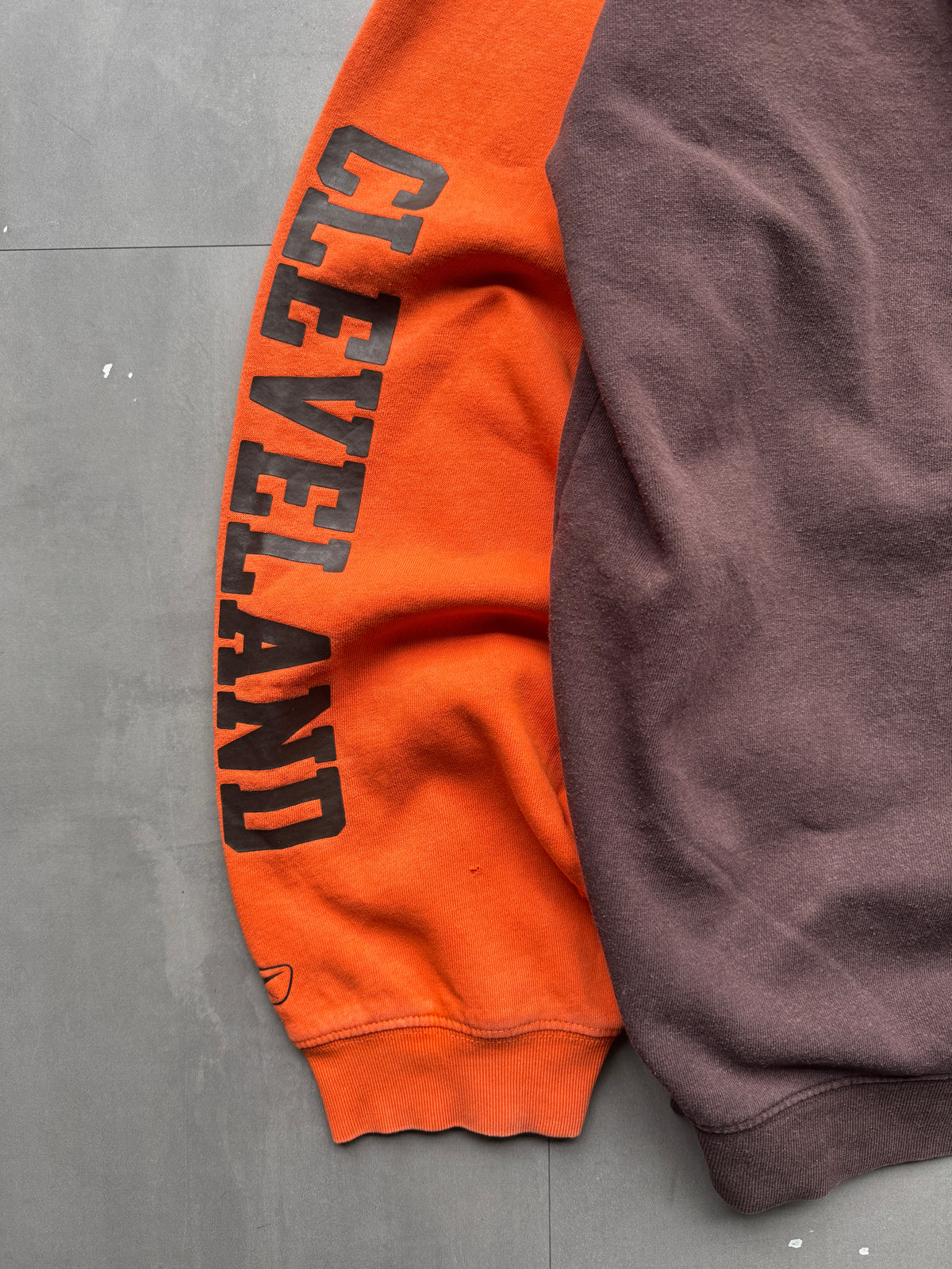 VINTAGE NFL CLEVELAND BROWNS ORANGE/BROWN HOODIE - XL