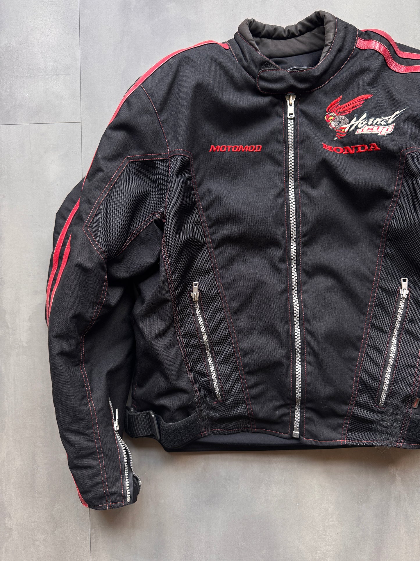 VINTAGE HONDA HORNET CUP BLACK MOTORCYCLE JACKET - L