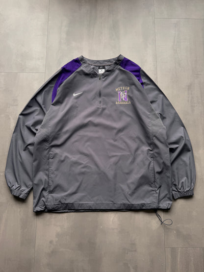 VINTAGE NIKE METEOR BASEBALL GREY PURPLE WINDBREAKER - XXL