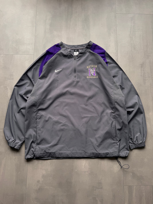 VINTAGE NIKE METEOR BASEBALL GREY PURPLE WINDBREAKER - XXL