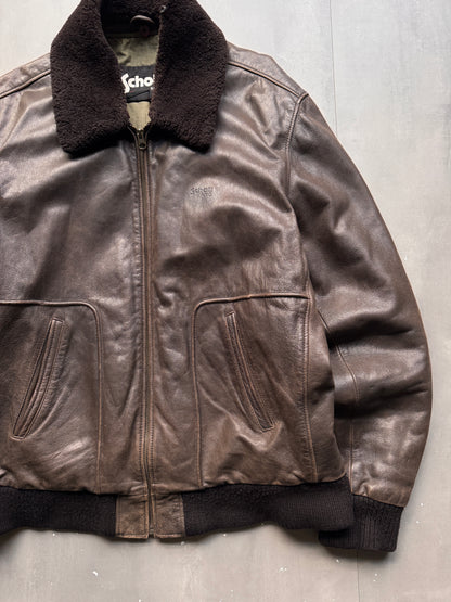 VINTAGE SCHOTT NYC DARK BROWN LEATHER JACKET - XL