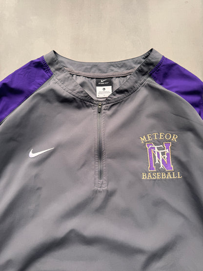 VINTAGE NIKE METEOR BASEBALL GREY PURPLE WINDBREAKER - XXL